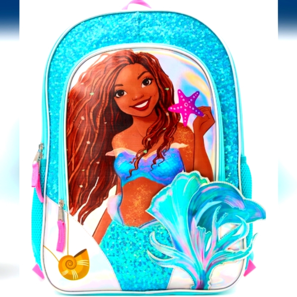 Little Mermaid Kids Ariel Sequin 17" Laptop Backpack